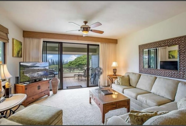500 Kapalua Dr Unit 16T1, Lahaina, HI 96761 - carpeted living room featuring plenty of natural light and ceiling fan