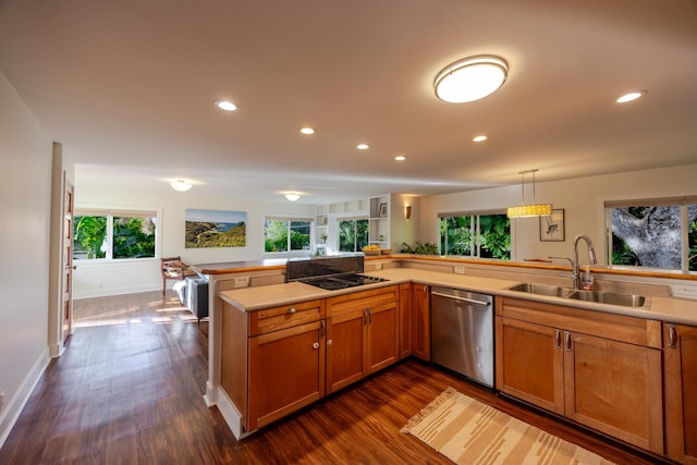 1220 W Kuiaha Rd, Haiku, HI 96708 - kitchen featuring dishwasher, healthy amount of natural light, black electric cooktop, dark wood-style floors, and recessed lighting