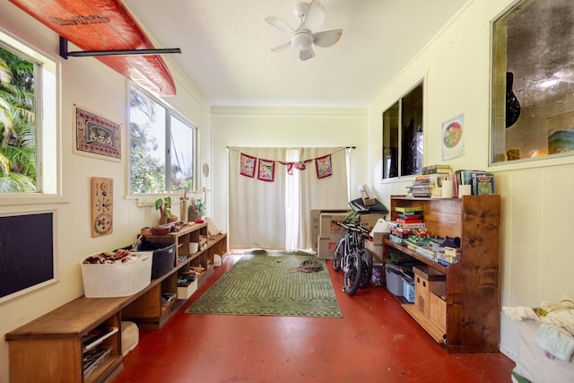 1220 W Kuiaha Rd, Haiku, HI 96708 - foyer with finished concrete floors and a ceiling fan
