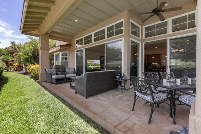 view of patio / terrace with an outdoor hangout area and ceiling fan