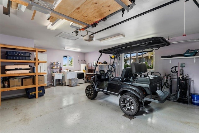 garage with a garage door opener