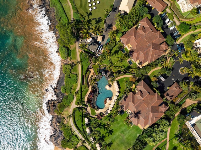 bird's eye view featuring a water view