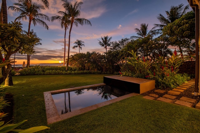 view of yard at dusk