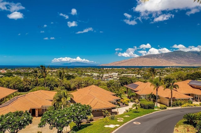 drone / aerial view with a mountain view