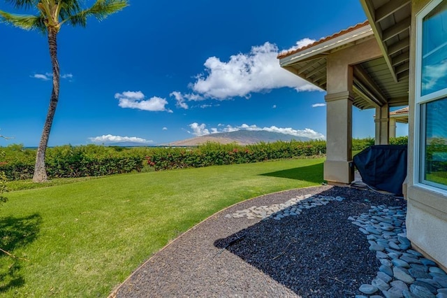 view of yard with a mountain view