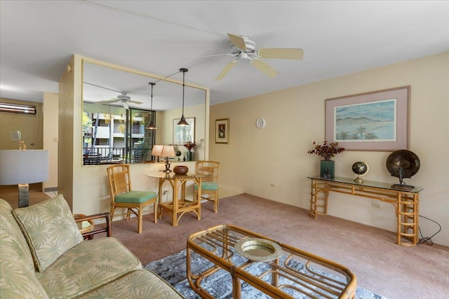3615 Lower Honoapiilani Rd Unit 317, Lahaina, HI 96761 - carpeted living area featuring ceiling fan