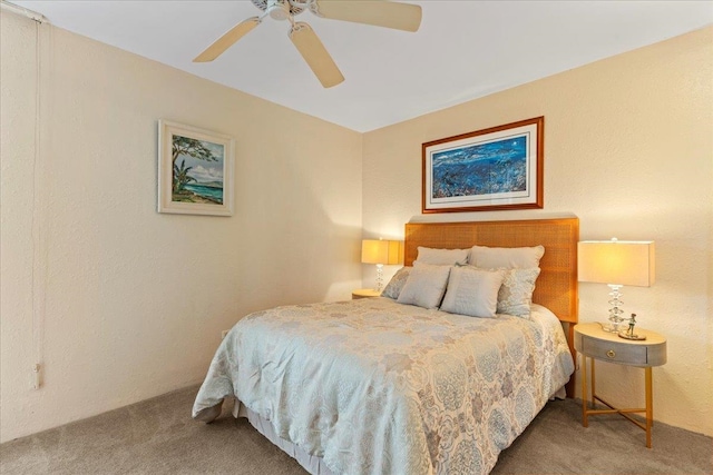 bedroom with carpet and ceiling fan