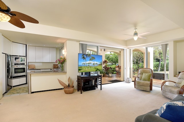 3150 Wailea Alanui Dr Unit 3807, Kihei, HI 96753 - living area featuring ceiling fan and light carpet