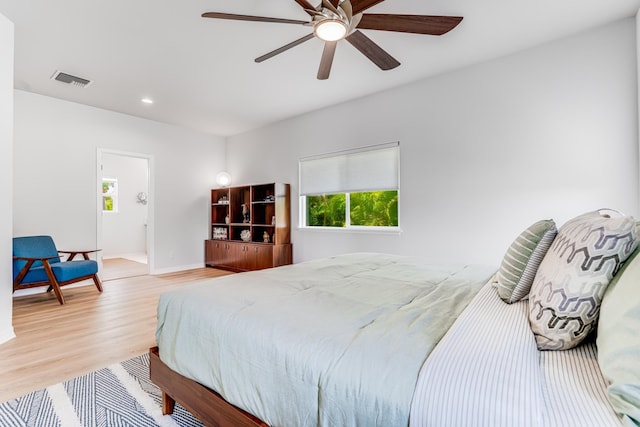 9 Fern Pl, Lahaina, HI 96761 - bedroom with recessed lighting, baseboards, a ceiling fan, wood finished floors, and visible vents