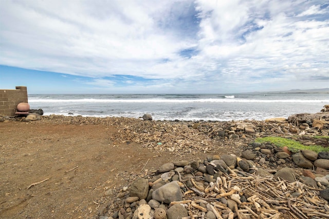 view of water feature with a view of the beach