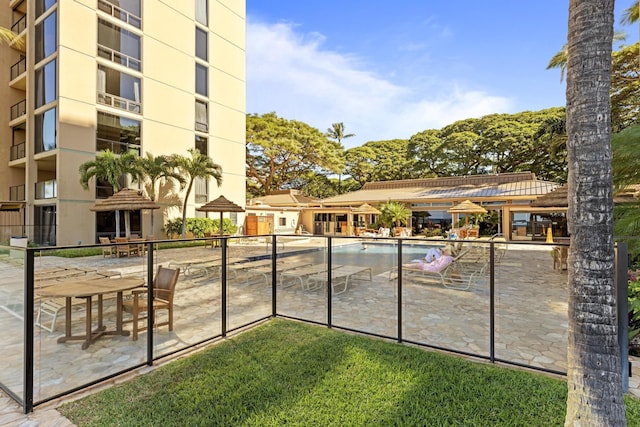 view of pool featuring a patio