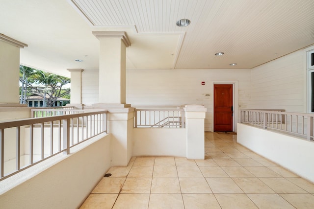 161 Wailea Ike Pl Unit D201, Kihei, HI 96753 - unfurnished room with light tile patterned flooring, recessed lighting, and wood ceiling