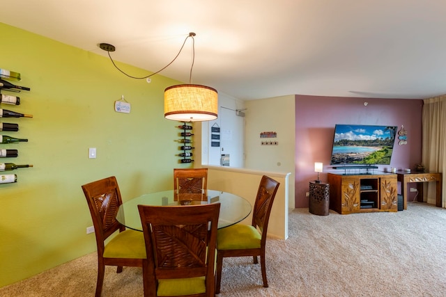 view of carpeted dining room