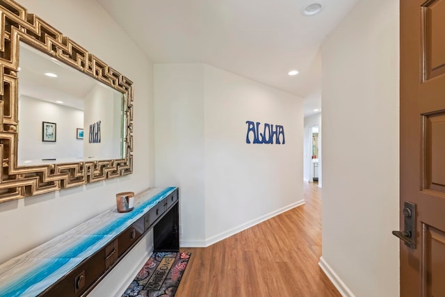 50 Puu Anoano St Unit 503, Lahaina, HI 96761 - hall featuring light wood-style floors, baseboards, and recessed lighting