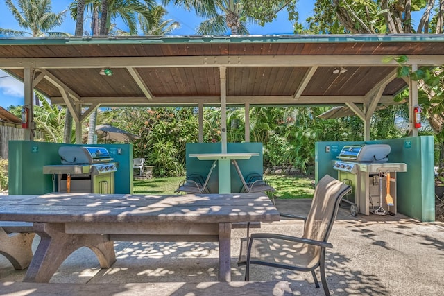 view of patio with a gazebo and a grill