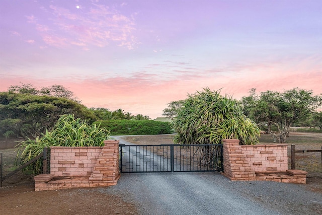 view of gate at dusk