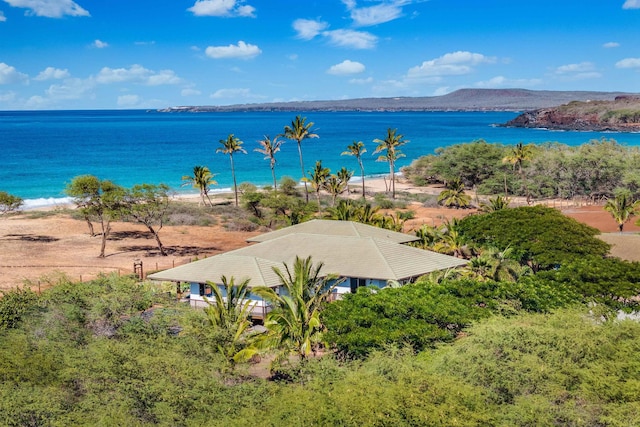 property view of water featuring a beach view