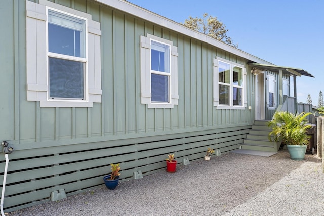 view of side of home with board and batten siding