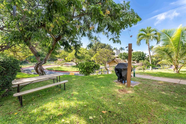 view of community featuring a lawn