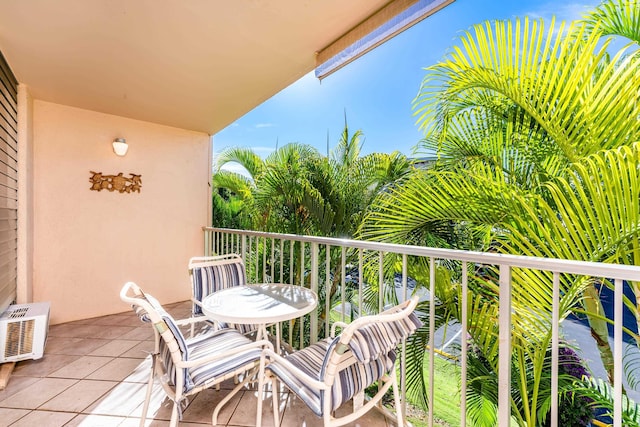 balcony with a wall unit AC