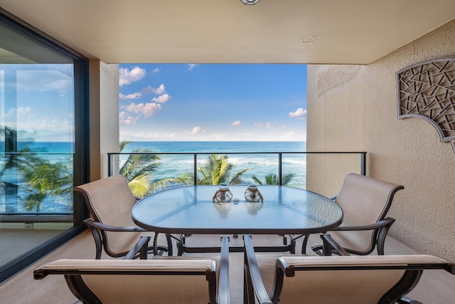balcony with a water view