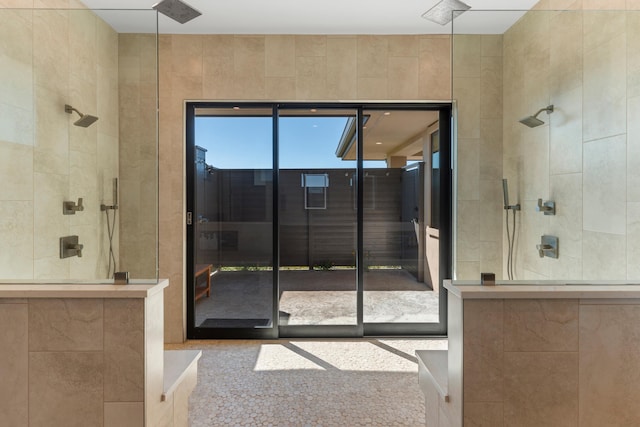 bathroom featuring a shower