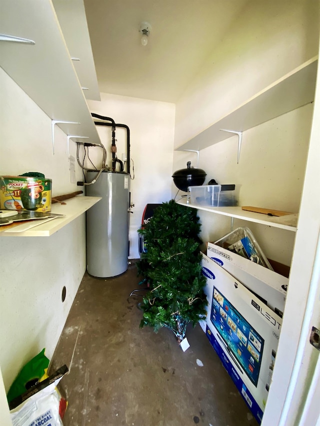 utility room with water heater