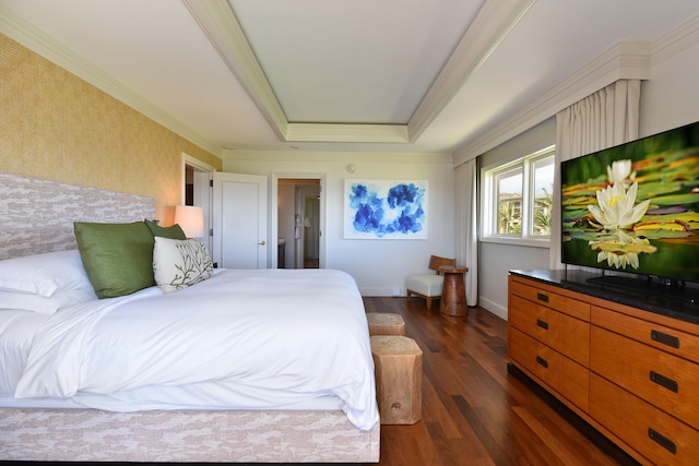 1 Ritz Carlton Dr Unit 1626, Lahaina, HI 96761 - bedroom with a tray ceiling, dark wood-style floors, and ornamental molding