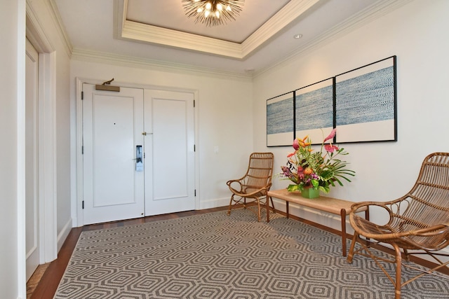 1 Ritz Carlton Dr Unit 1626, Lahaina, HI 96761 - living area with wood finished floors, ornamental molding, and a raised ceiling