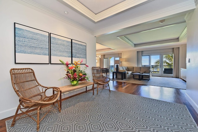 1 Ritz Carlton Dr Unit 1626, Lahaina, HI 96761 - sitting room with a raised ceiling, wood finished floors, and crown molding