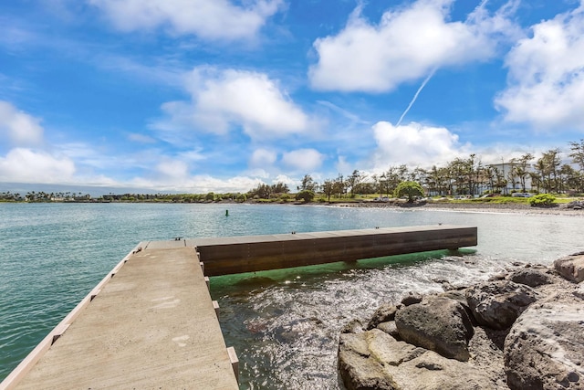 dock area featuring a water view