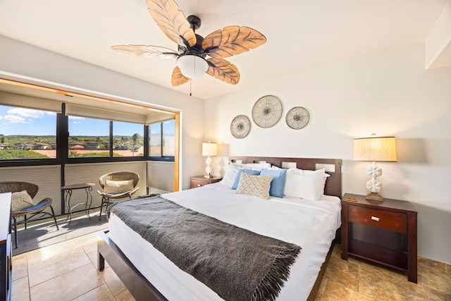 bedroom featuring ceiling fan