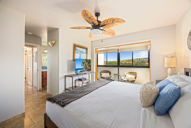 bedroom featuring ceiling fan