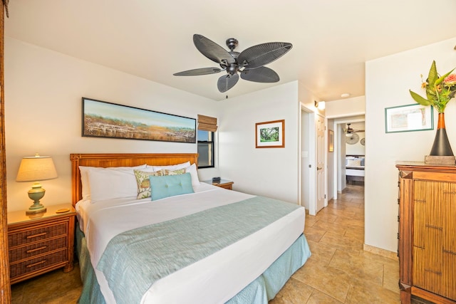 bedroom featuring a closet and ceiling fan