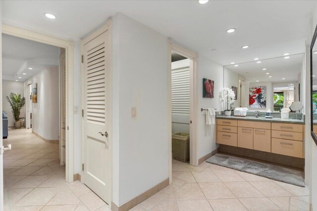 bathroom featuring vanity and tile patterned floors