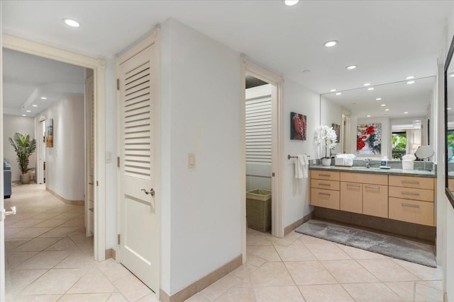 50 Nohea Kai Dr Unit 1-201, Lahaina, HI 96761 - full bath with vanity, tile patterned floors, baseboards, a closet, and recessed lighting