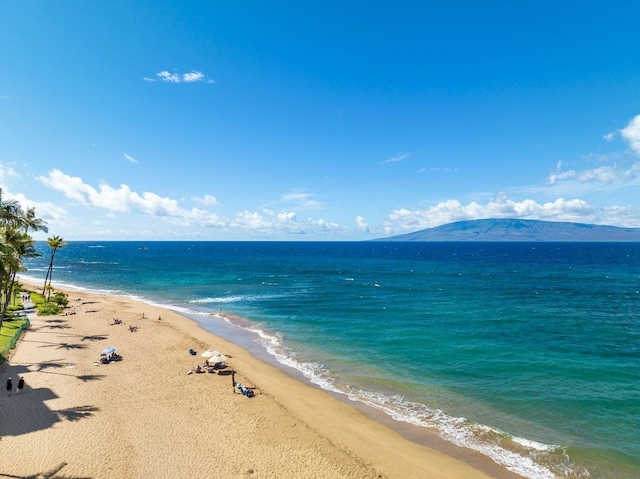 view of water feature featuring a beach view