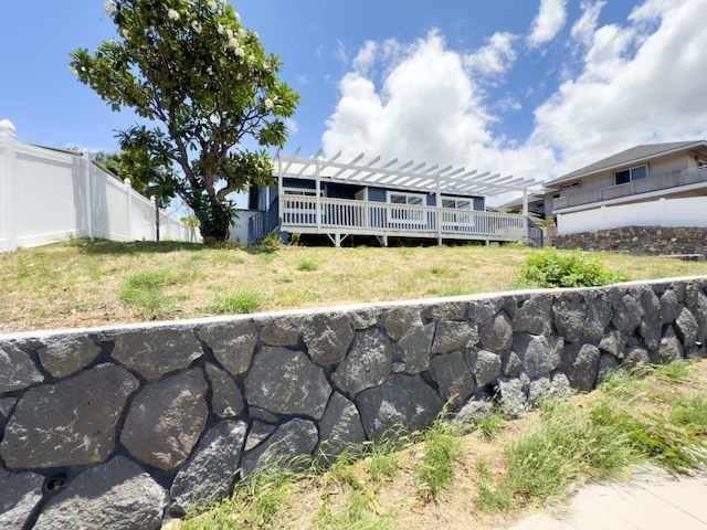 225 S Papa Ave, Kahului, HI 96732 - rear view of house featuring fence and a pergola