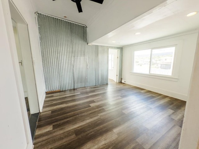 225 S Papa Ave, Kahului, HI 96732 - spare room featuring a ceiling fan, wood finished floors, ornamental molding, and baseboards