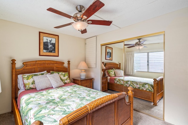 2495 S Kihei Rd Unit 248, Kihei, HI 96753 - bedroom featuring carpet flooring, a closet, and ceiling fan