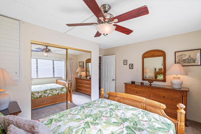2495 S Kihei Rd Unit 248, Kihei, HI 96753 - bedroom featuring carpet floors, a closet, and ceiling fan