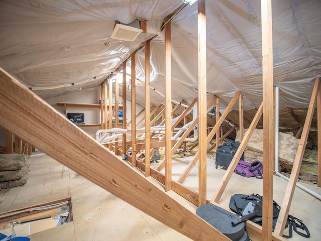 view of unfinished attic