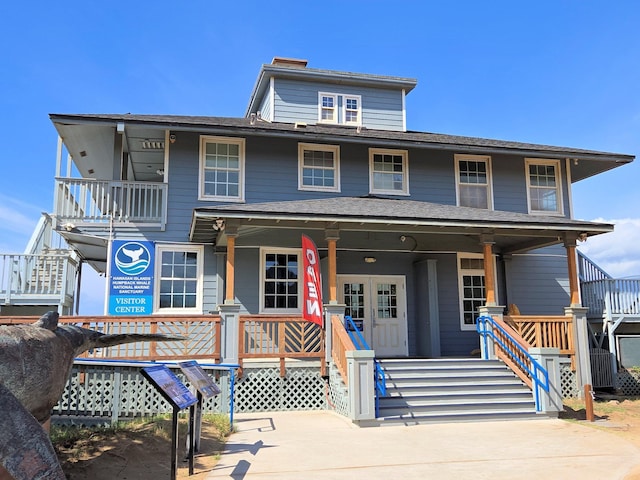 view of front facade featuring covered porch