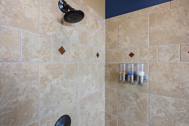 details with a tile shower