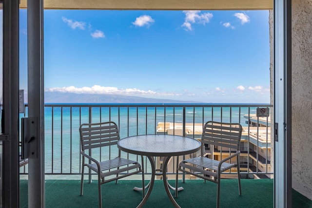 balcony with a water view