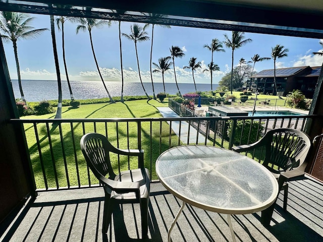 balcony with a water view