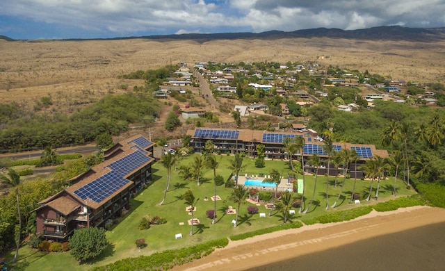 drone / aerial view with a mountain view