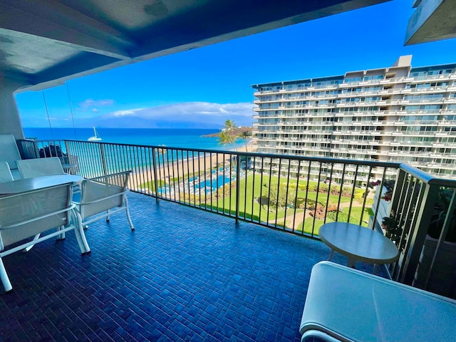 balcony with a water view