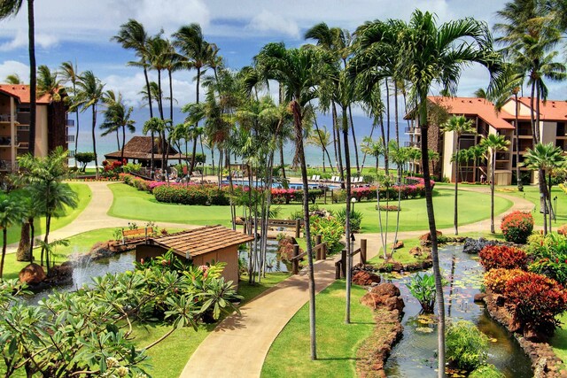 view of community featuring a lawn