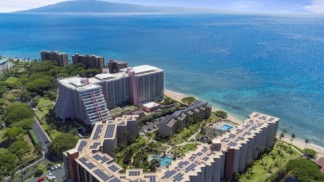 bird's eye view with a view of city and a water view